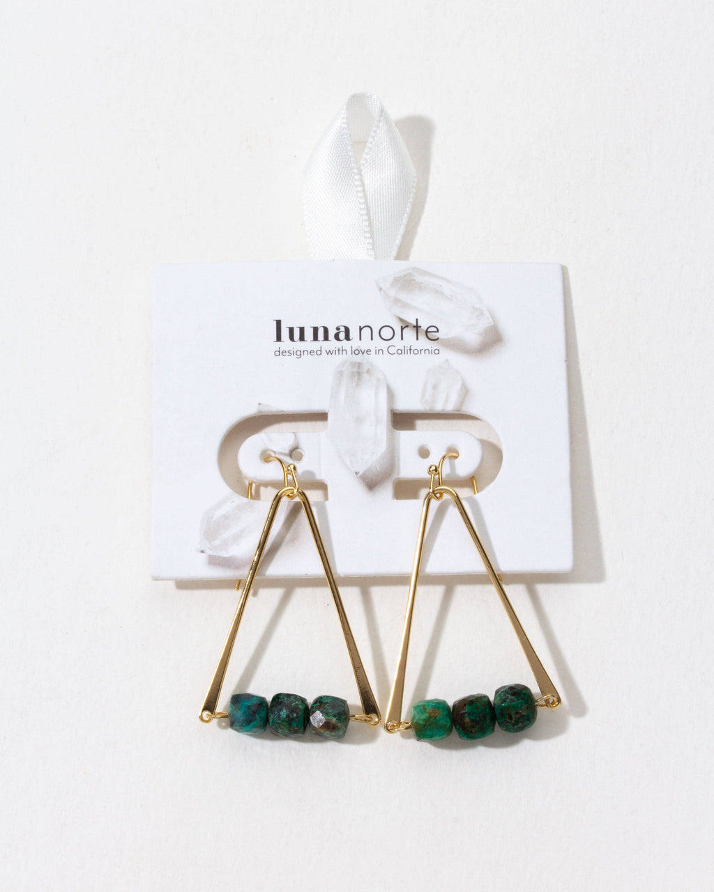 Triple Facet Drop Gemstone Earring- Chrysocolla