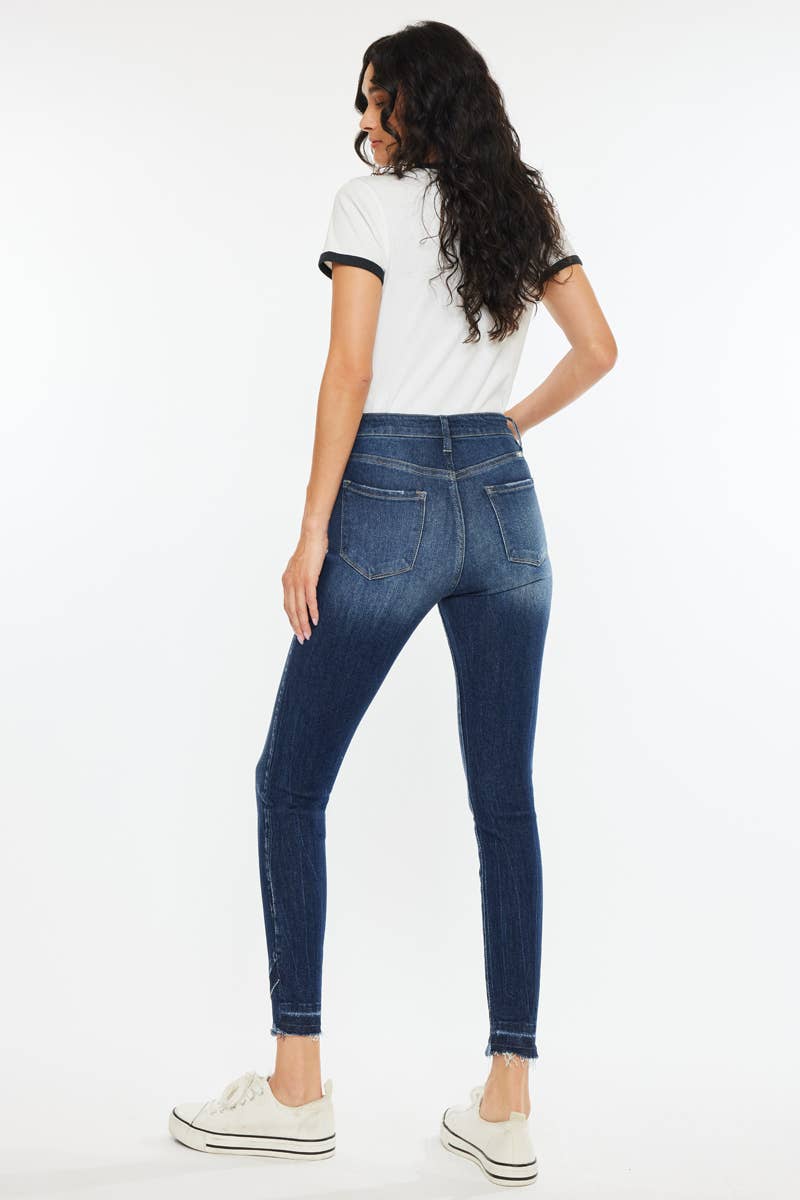 High Rise Ankle Skinny Jeans Dark Wash Kan Can USA