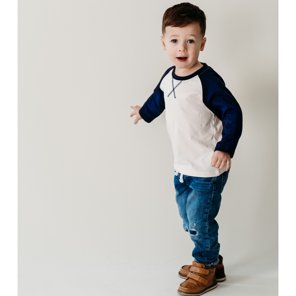 Raglan Baseball Tee Navy - Child