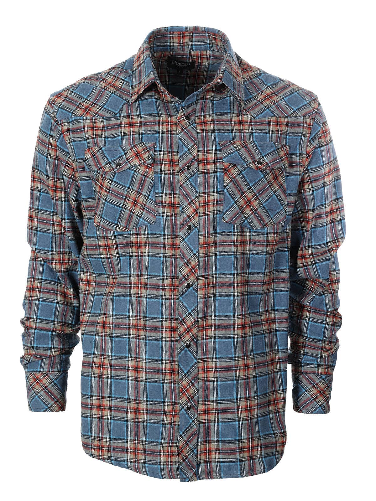 Men's Flannel Plaid Western Shirt with Snap Buttons