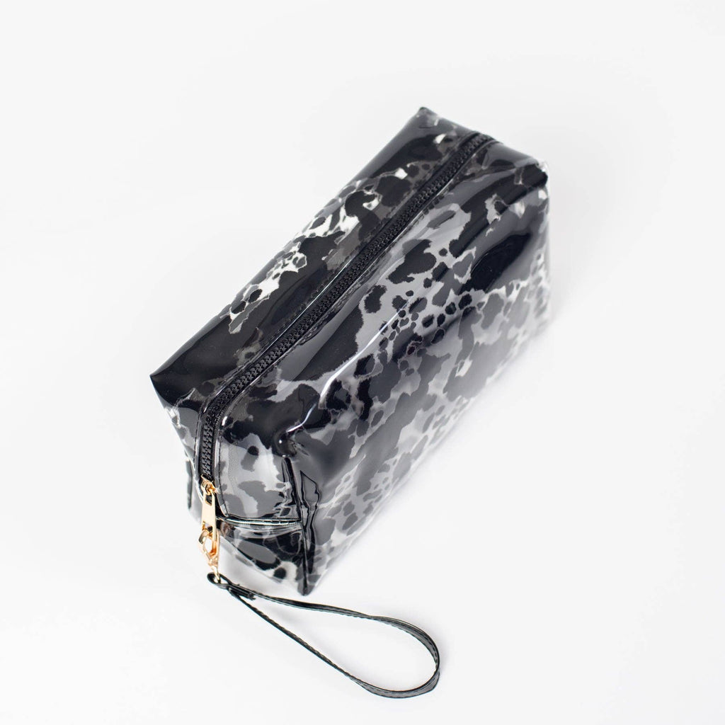 Western Cow Print Clear Cosmetic Bag - Small