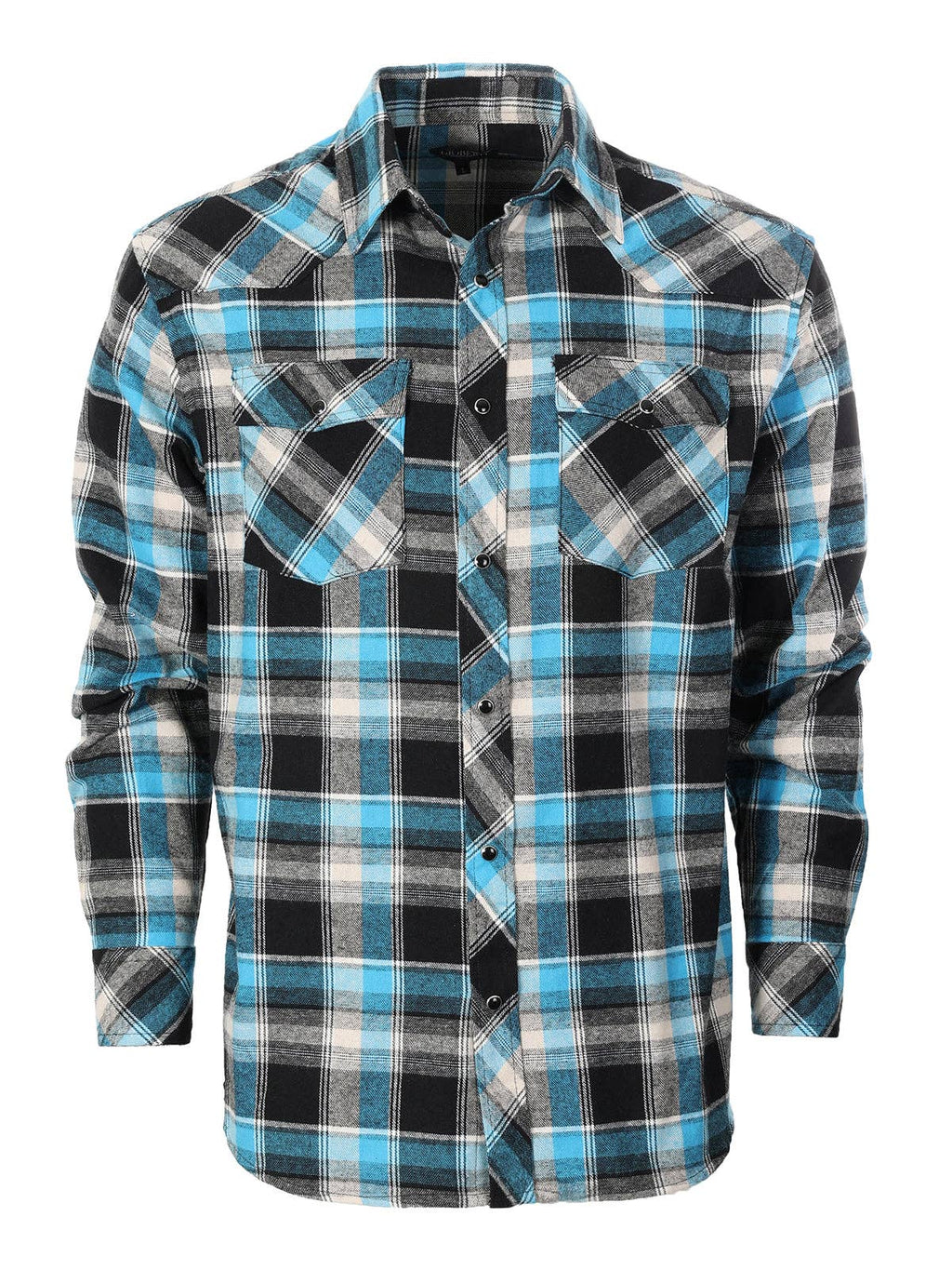 Men's Flannel Plaid Western Shirt with Snap Buttons