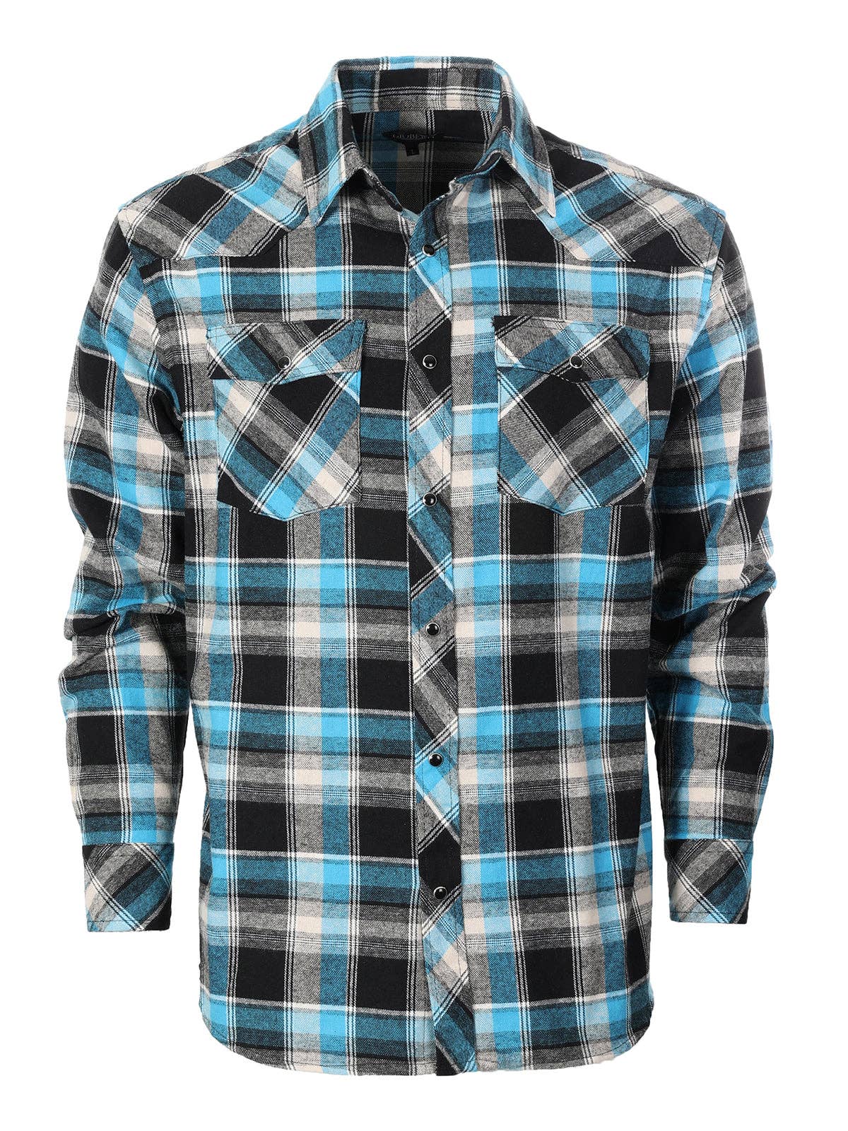 Men's Flannel Plaid Western Shirt with Snap Buttons