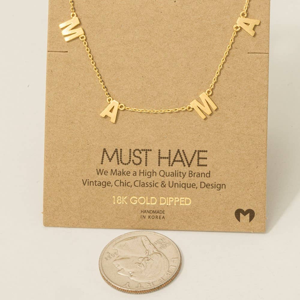 Gold Dipped Mama Station Charm Necklace