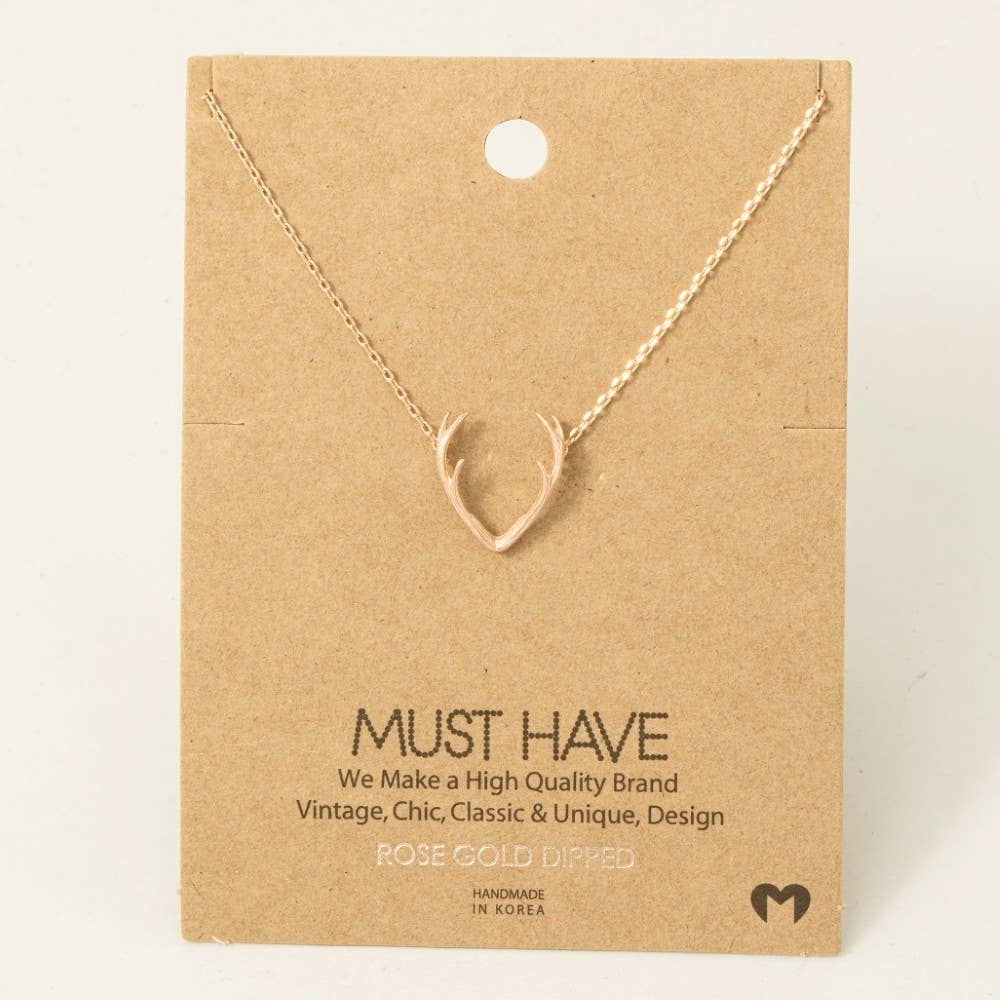 Gold Dipped Antler Pendant Necklace