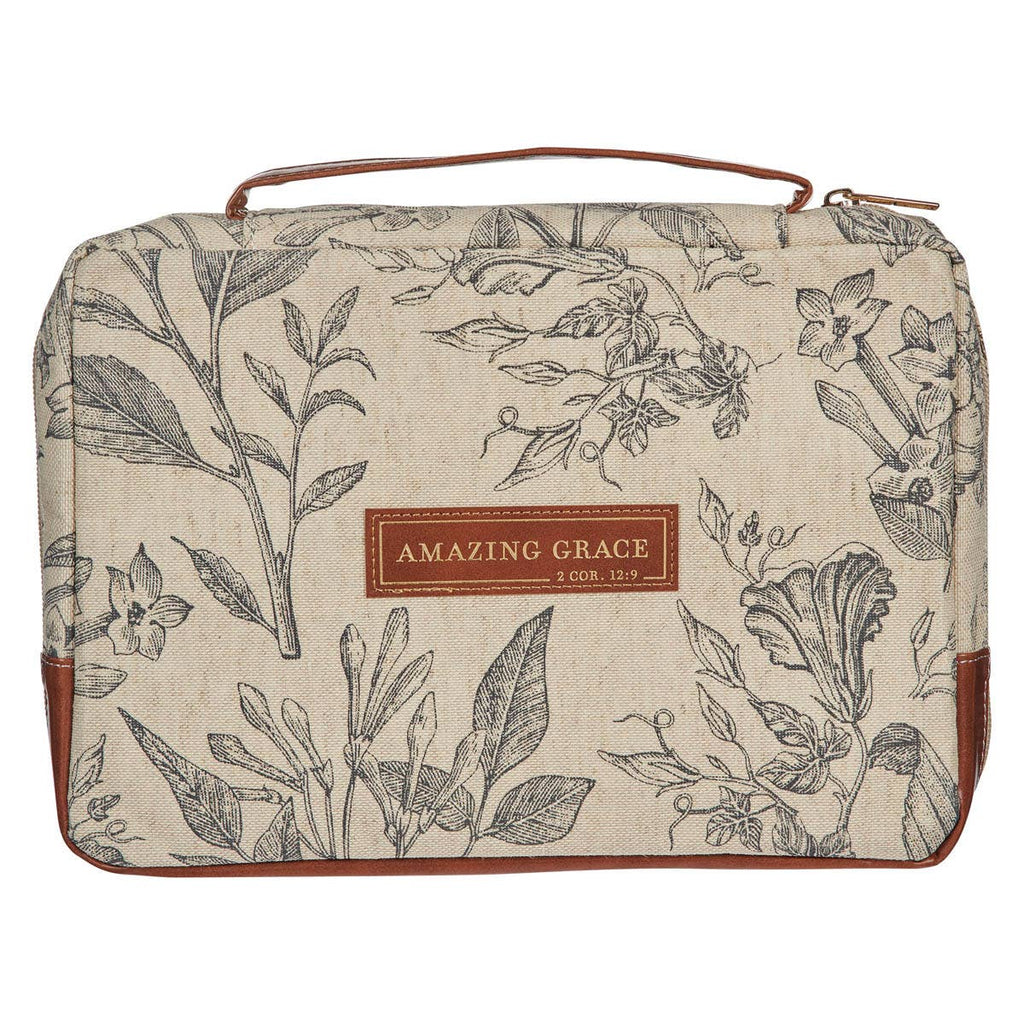 Bible Cover Fashion Cream/Brown Floral Amazing Grace
