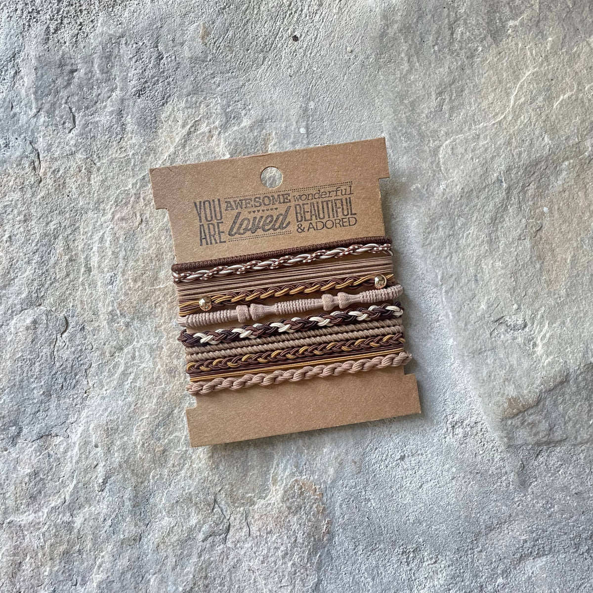 Boho Hair Ties on Kraft Card | Rustic neutrals