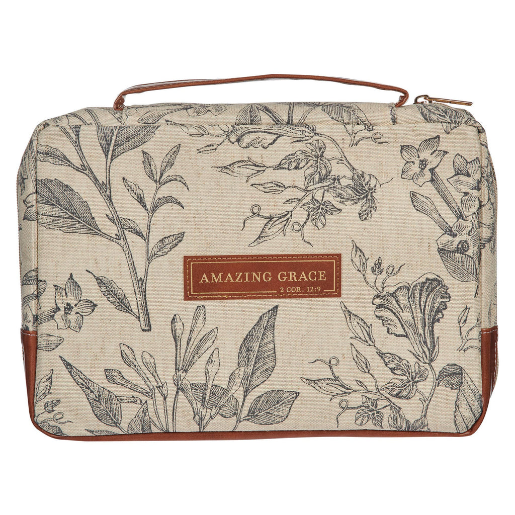Bible Cover Fashion Cream/Brown Floral Amazing Grace