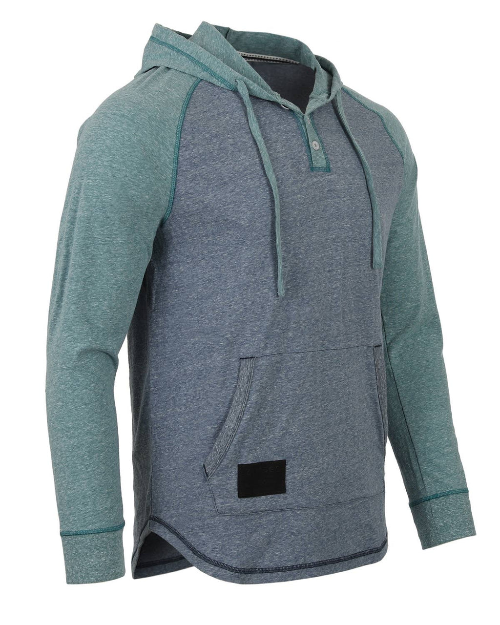 Men's Long Sleeve Color Block Pullover Raglan Henley Hoodie