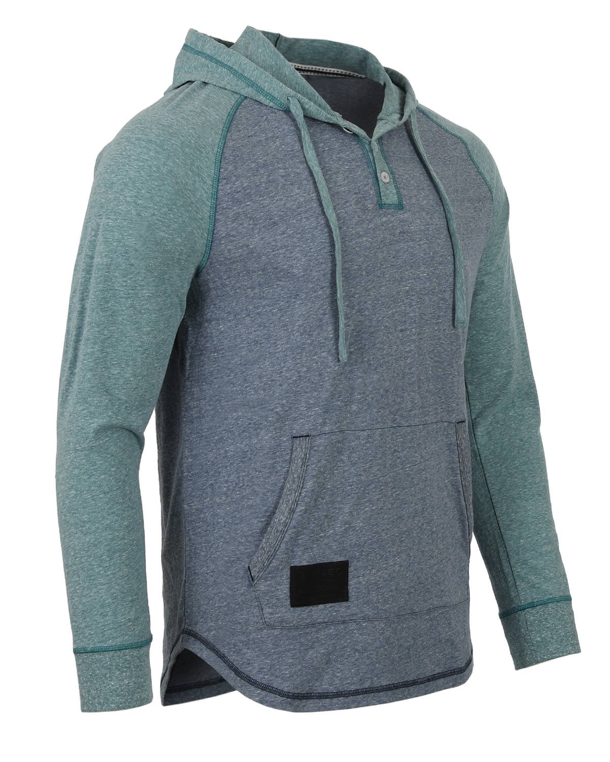 Men's Long Sleeve Color Block Pullover Raglan Henley Hoodie